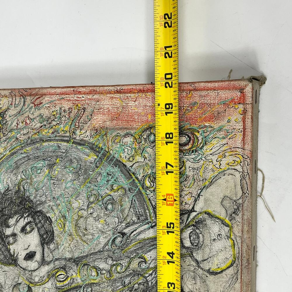 Drag King Original Abstract Figurative Painting Signed Mixed Media Canvas 20x16 - Picture 13 of 15